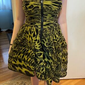 Rare! Betsy Johnson Green Animal Print Mini Dress